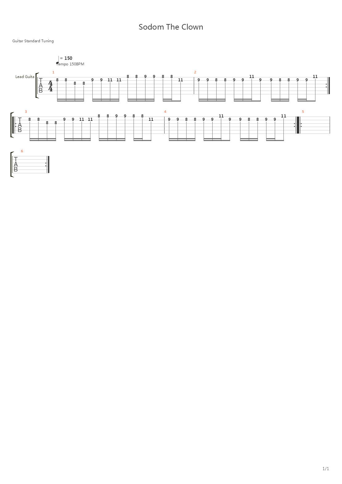 Sodom The Clown吉他谱