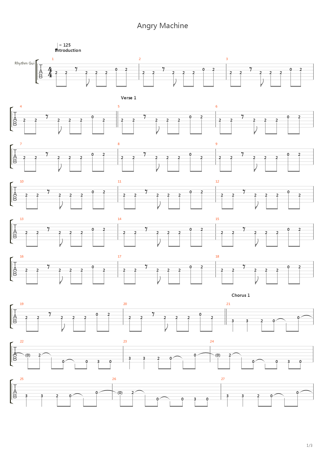 Angry Machine吉他谱