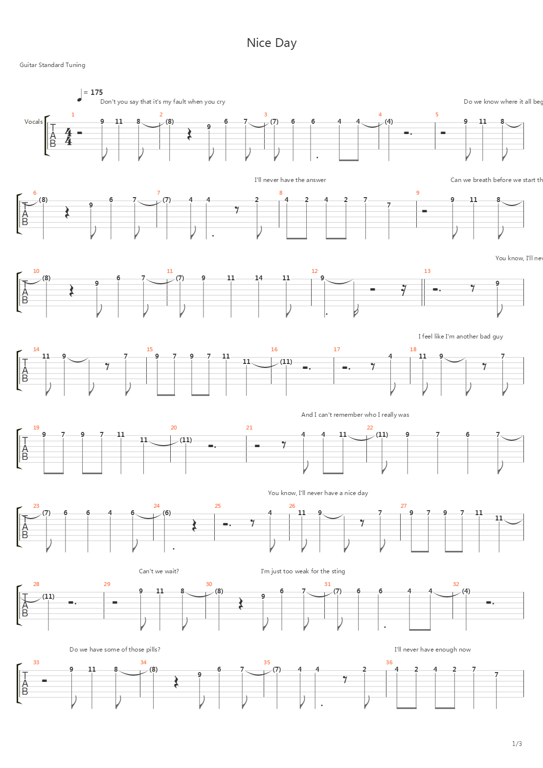 Nice Day吉他谱