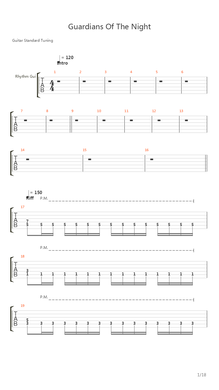 Guardians Of The Night吉他谱