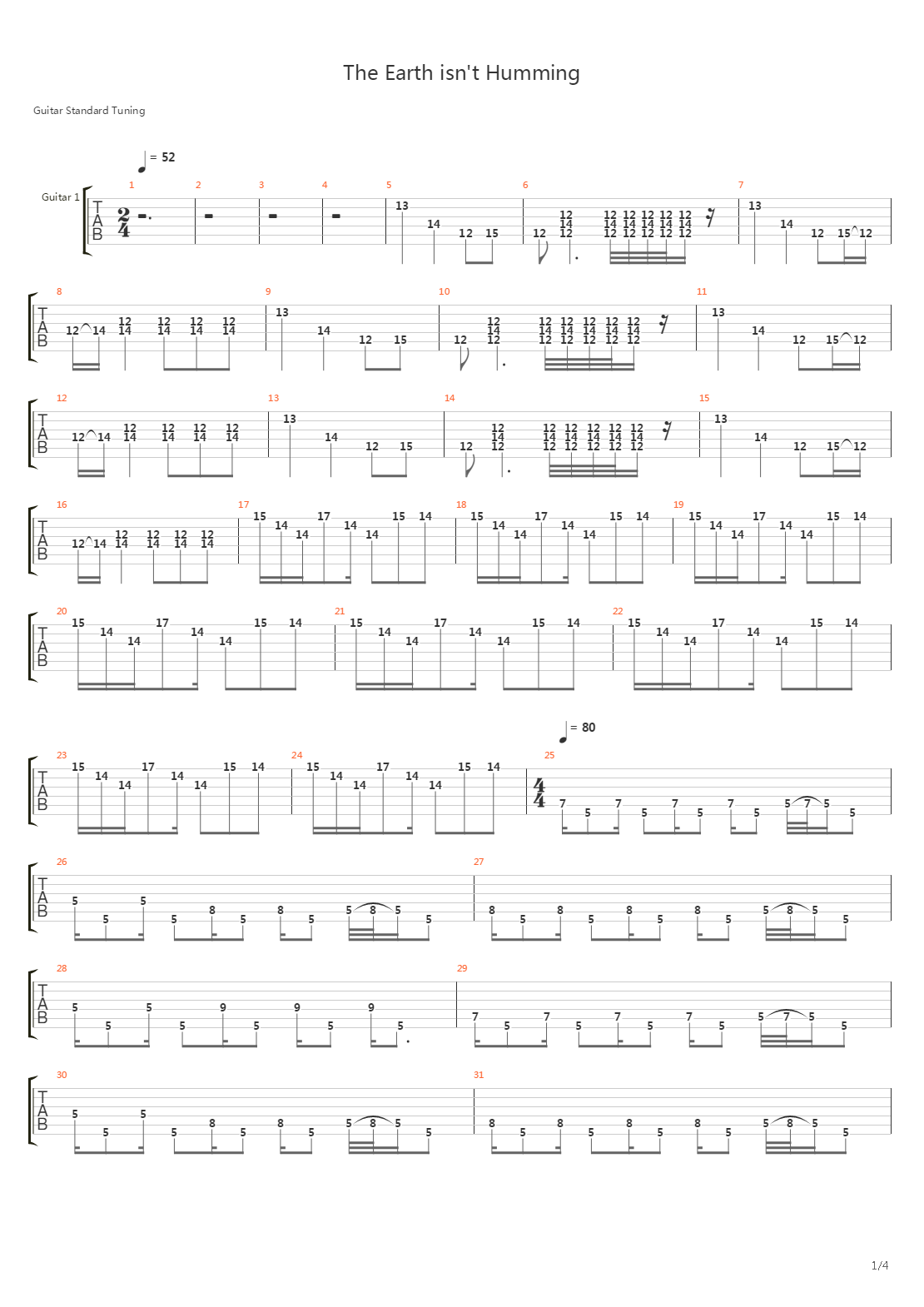 The Earth Isnt Humming吉他谱