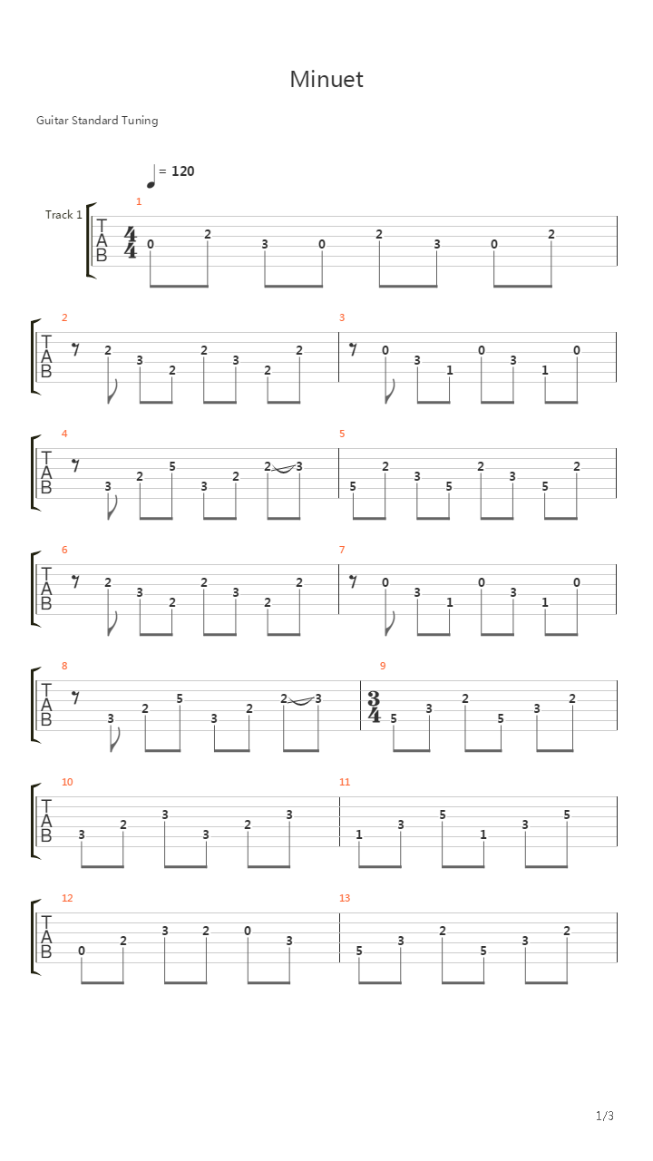 Minuet吉他谱