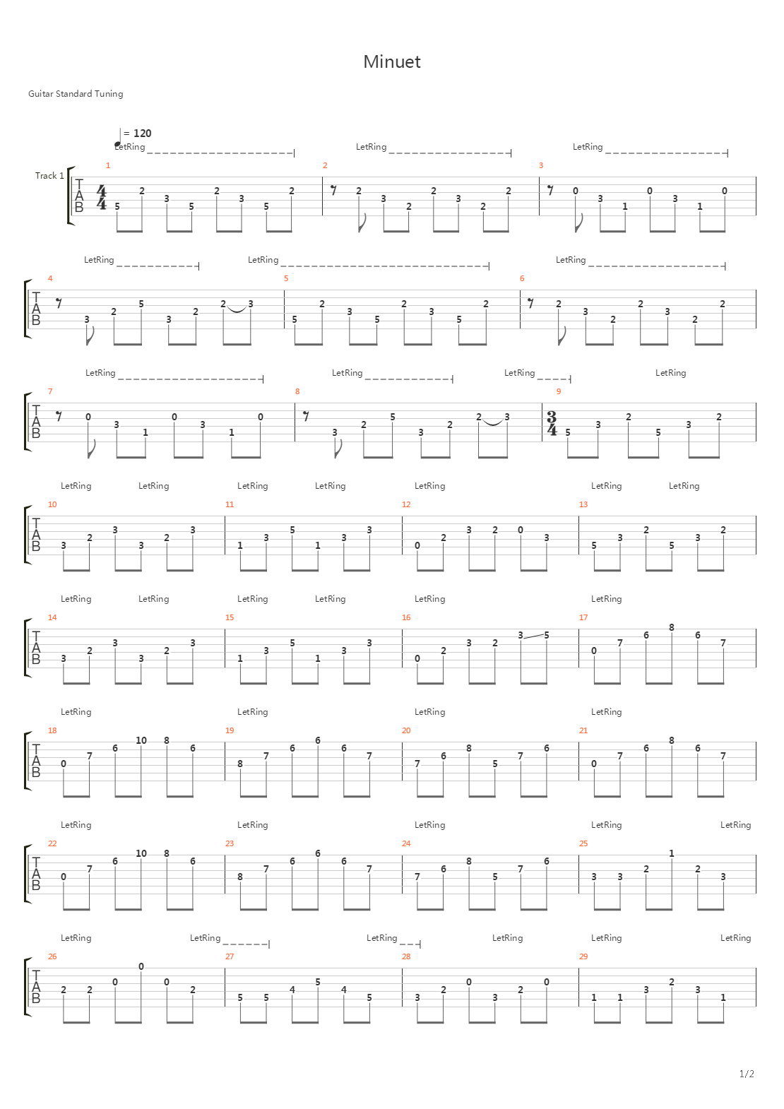 Minuet吉他谱