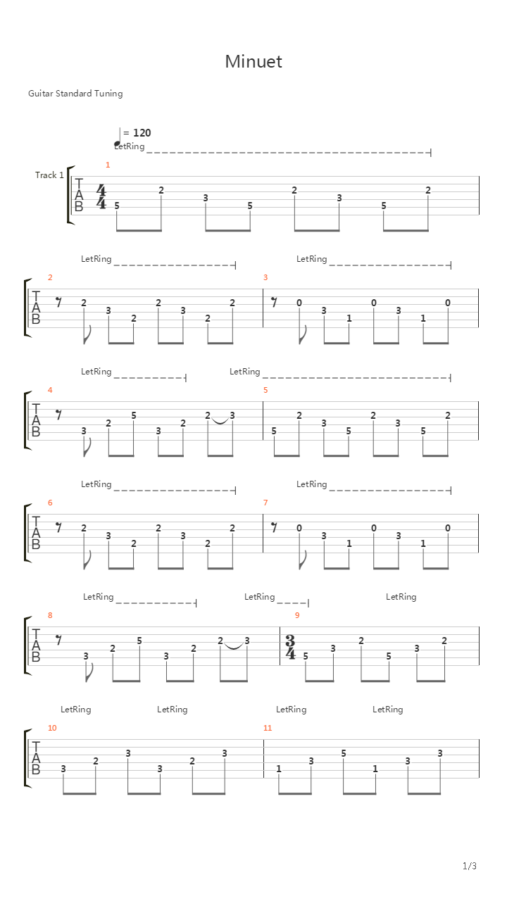 Minuet吉他谱