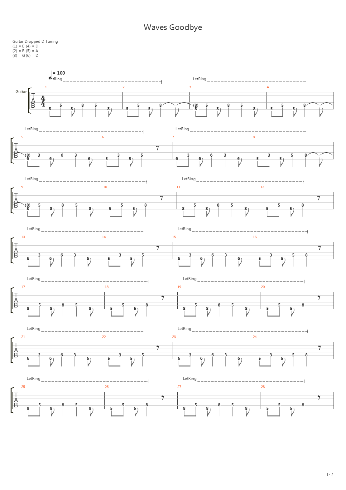 Waves Goodbye吉他谱