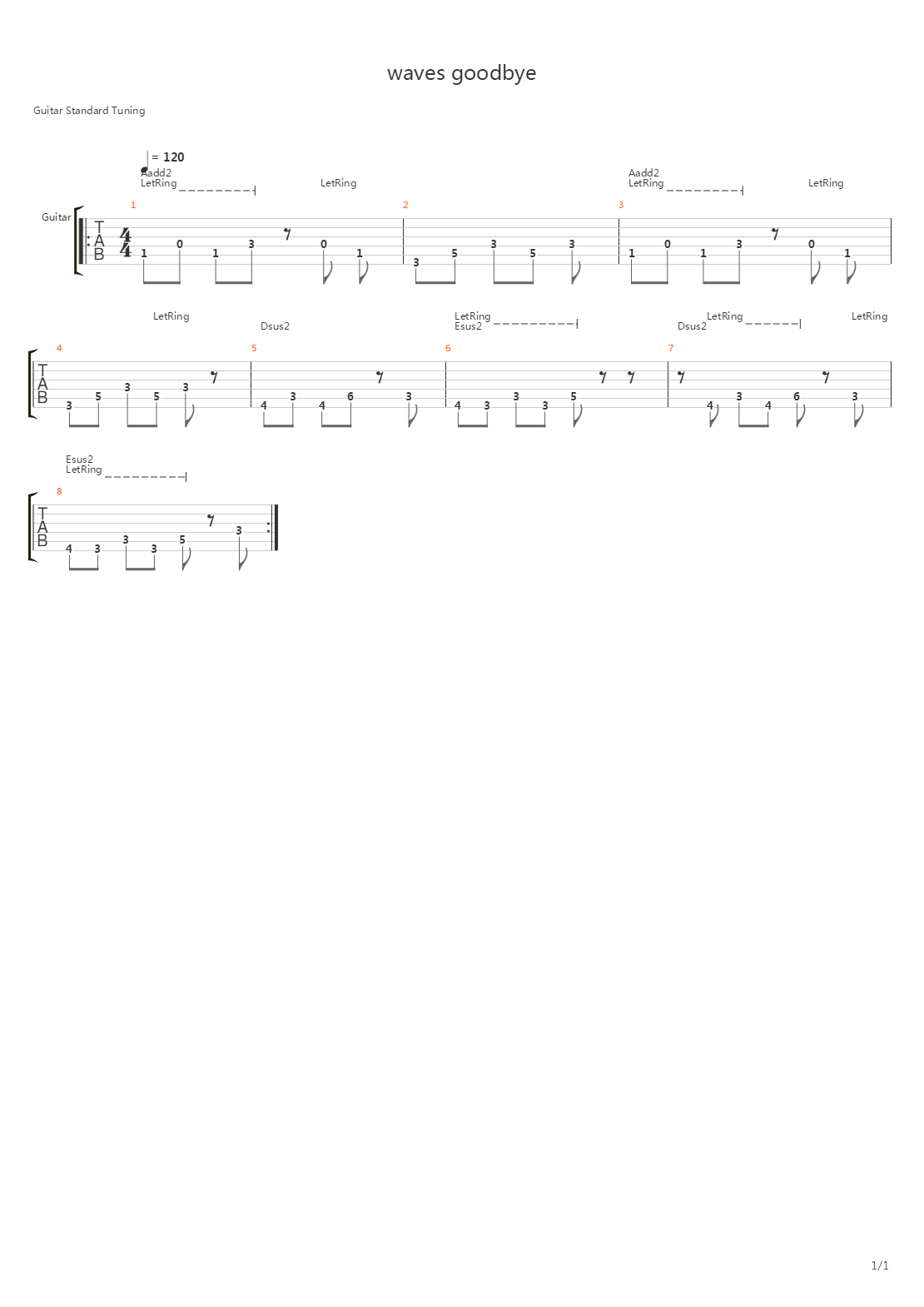 Waves Goodbye吉他谱