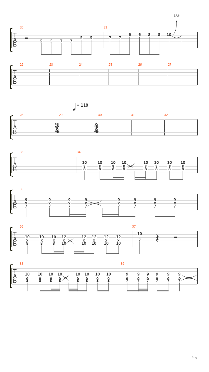 Down吉他谱