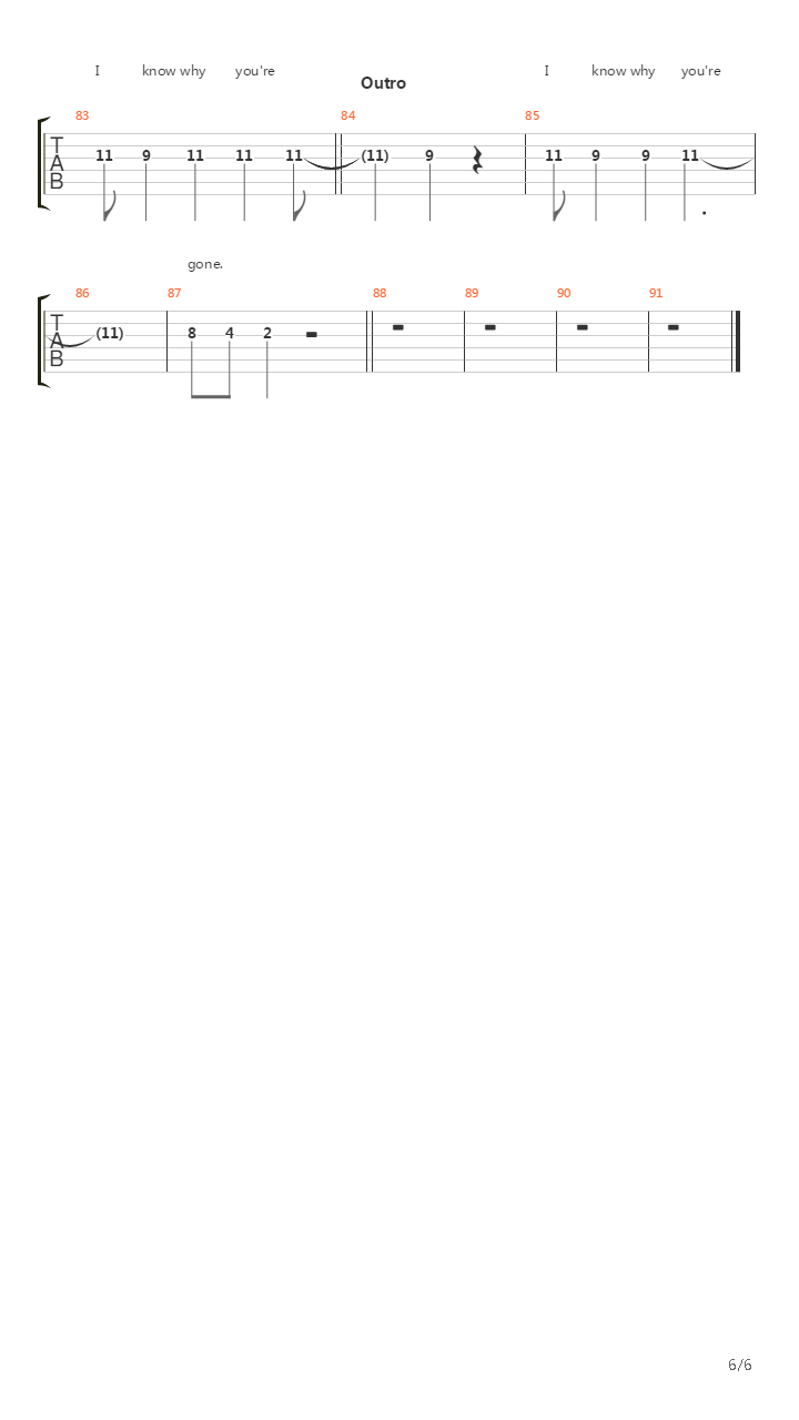 Gone吉他谱