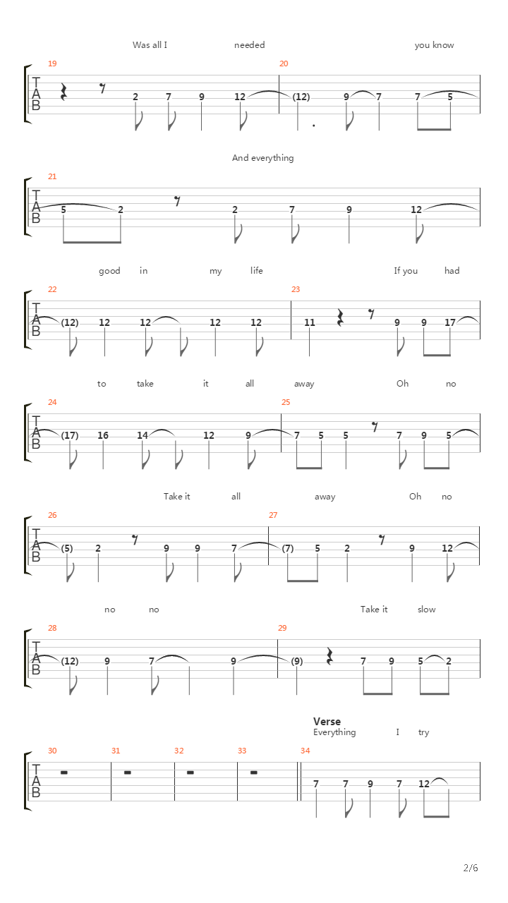 Slow吉他谱