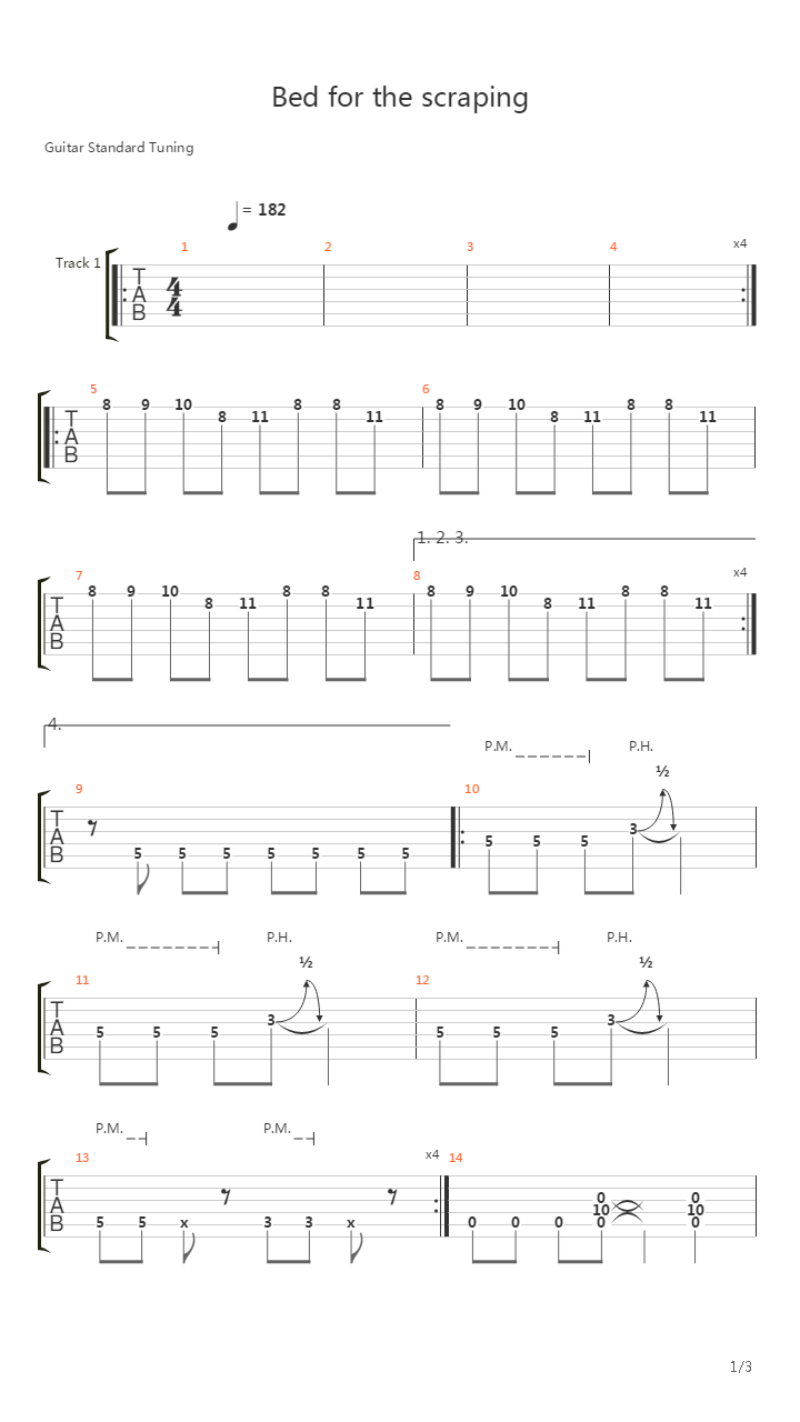 Bed For The Scraping吉他谱