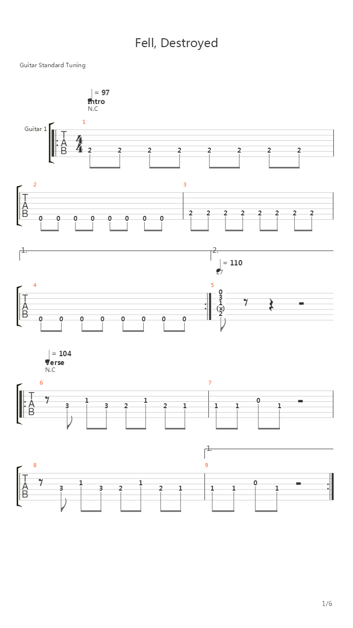 Fell Destroyed吉他谱