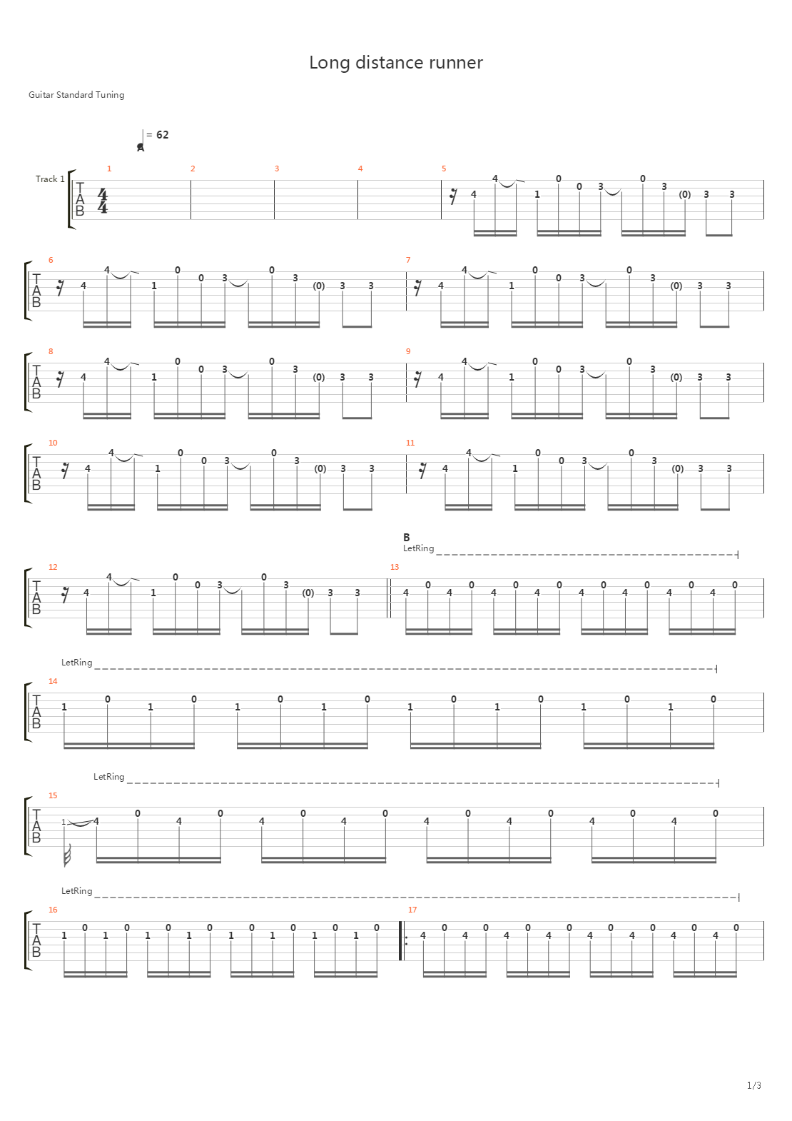 Long Distance Runner吉他谱