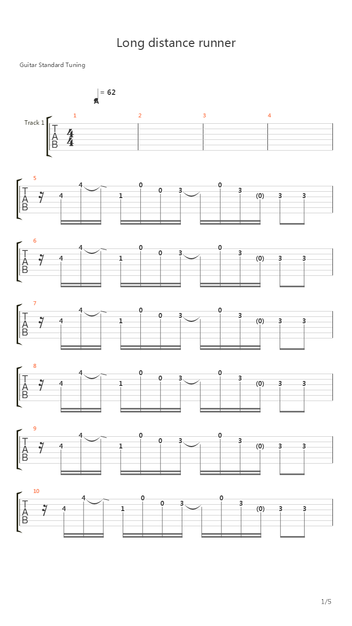 Long Distance Runner吉他谱