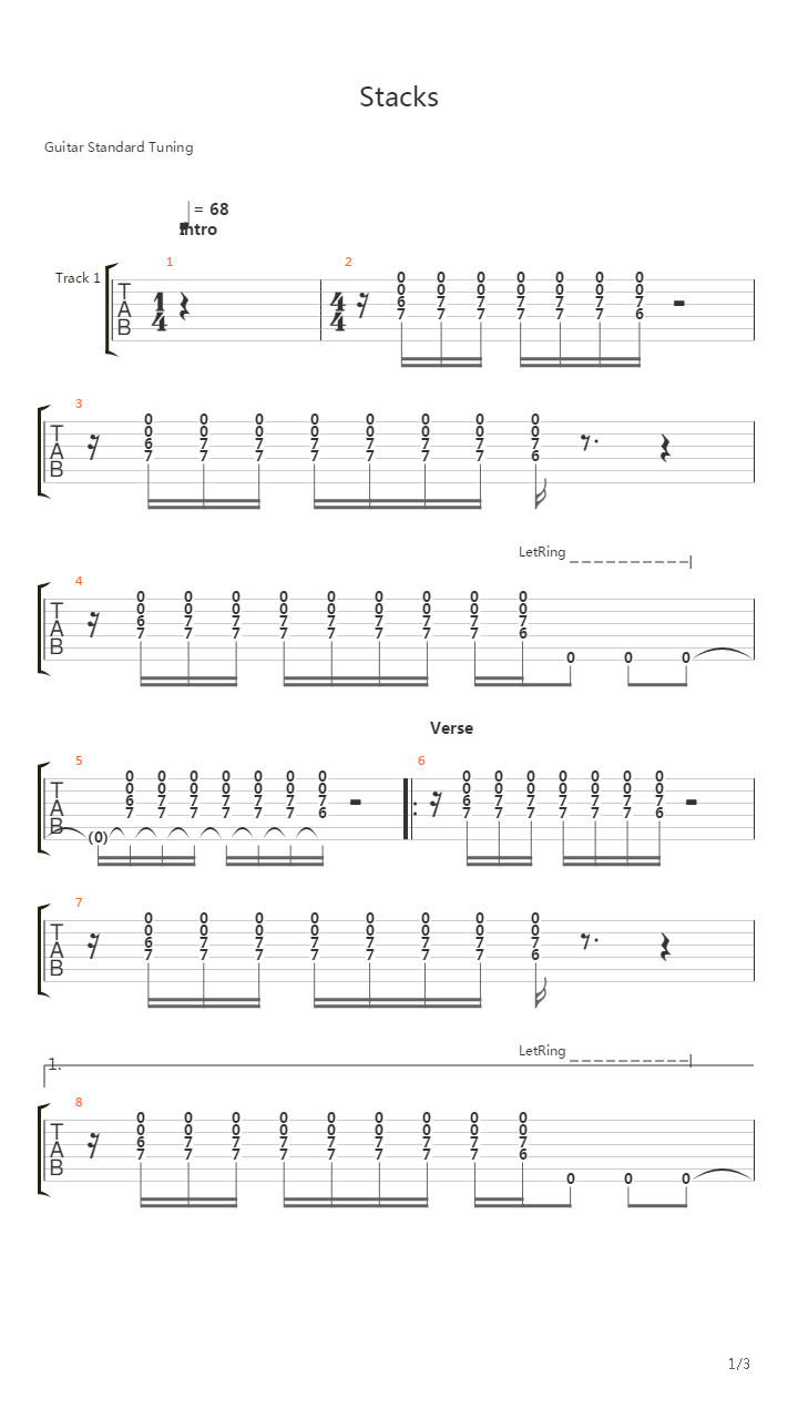 Stacks吉他谱