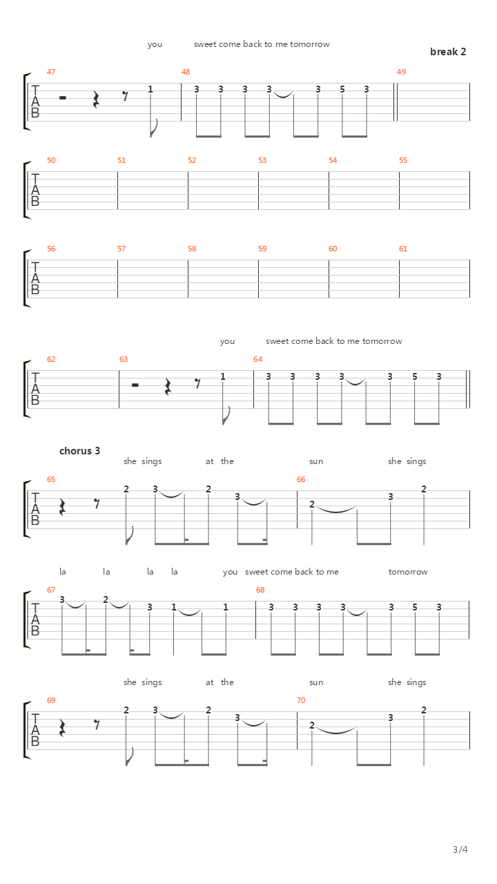 She Sings At The Sun吉他谱