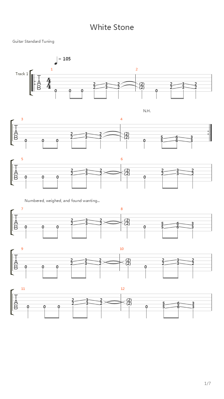 White Stone吉他谱