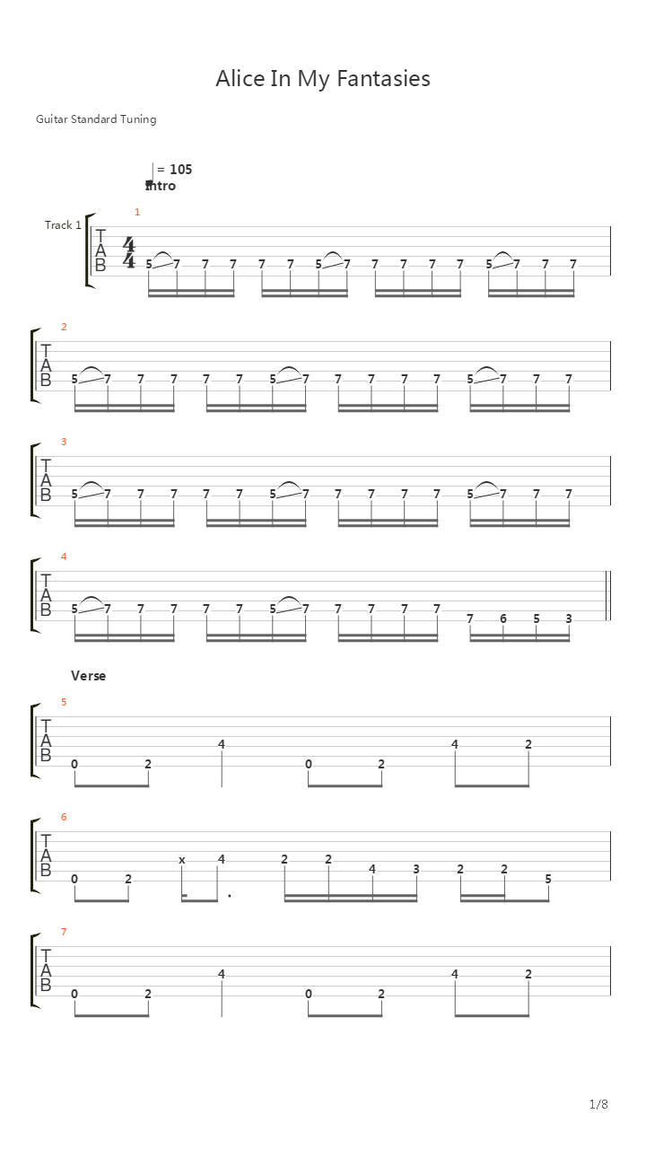 Alice In My Fantasies吉他谱