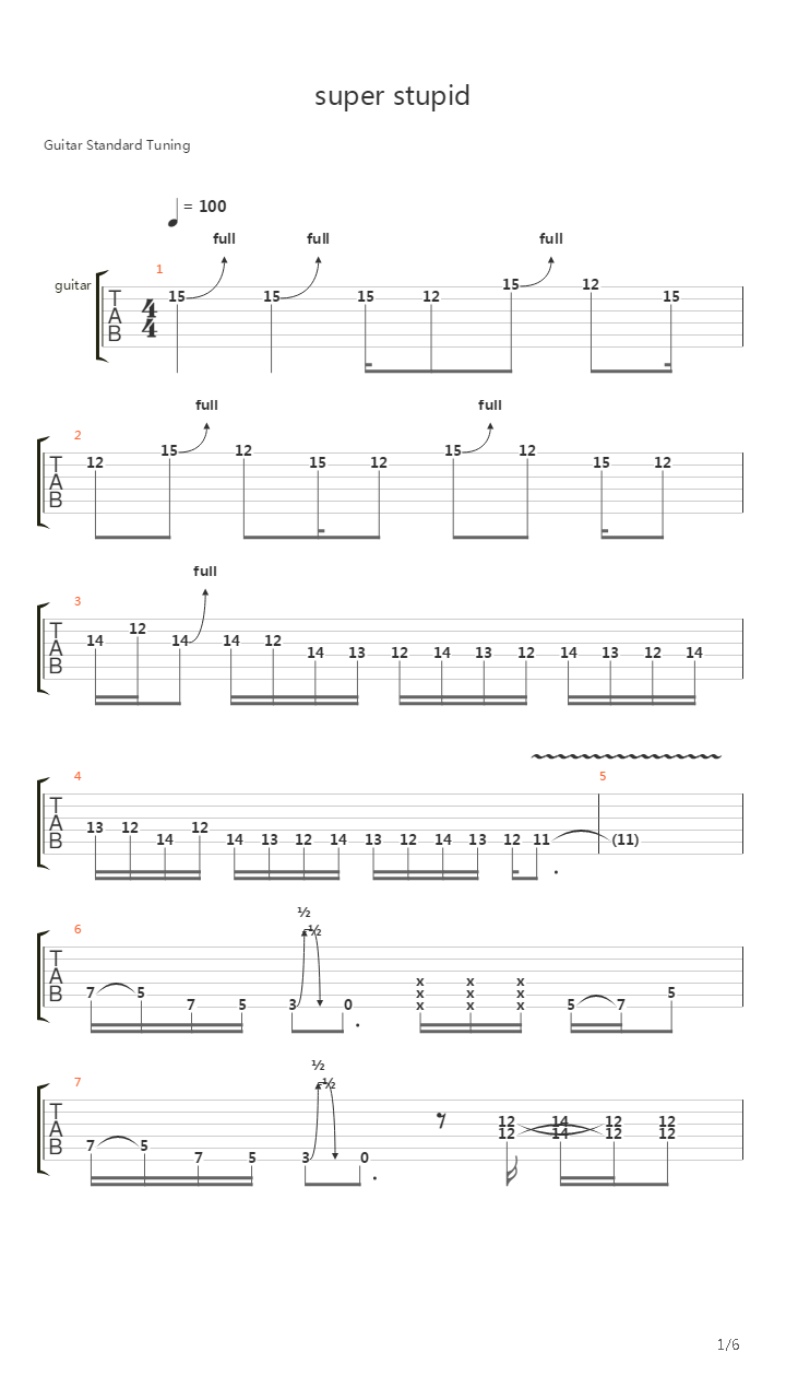 Super Stupid吉他谱