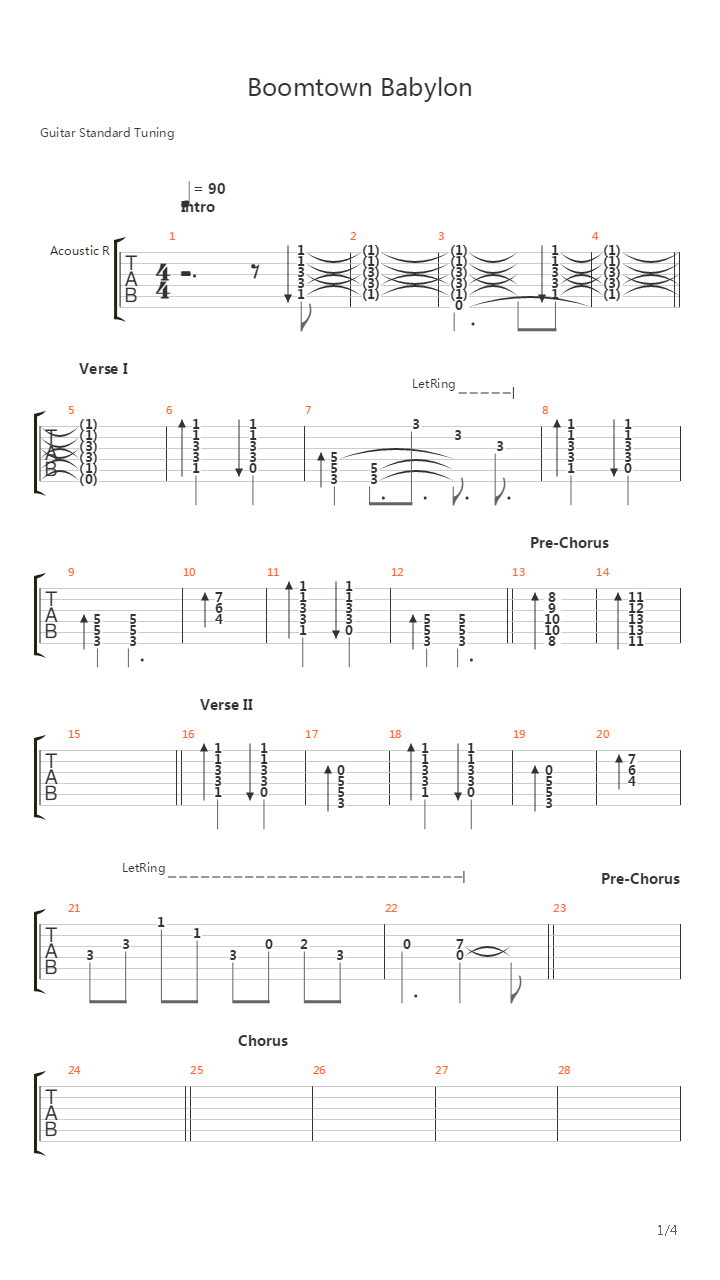 Boomtown Babylon吉他谱