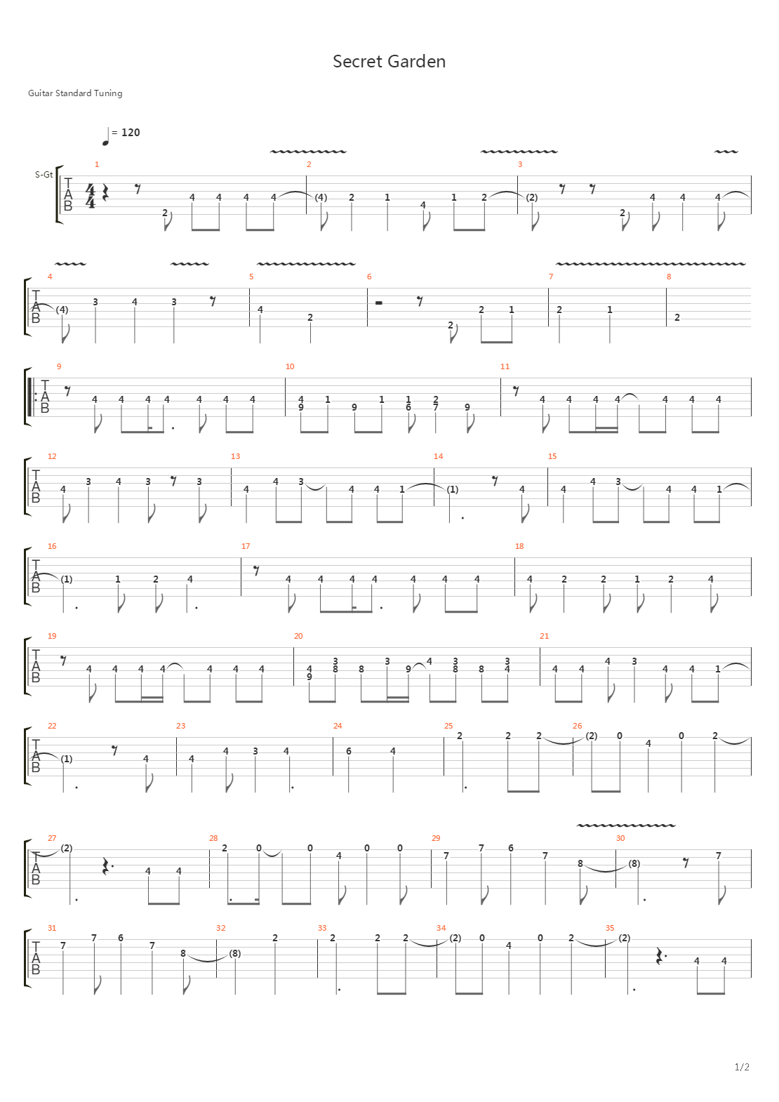 Secret Garden吉他谱