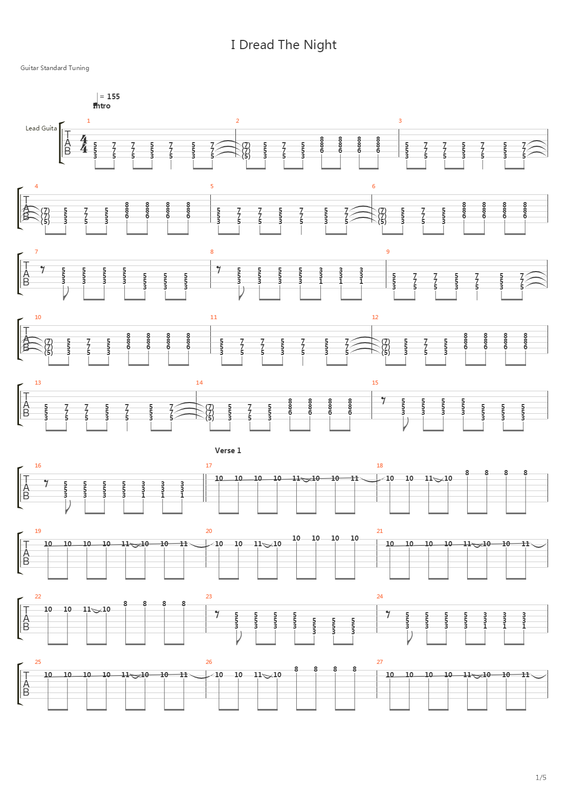 I Dread The Night吉他谱