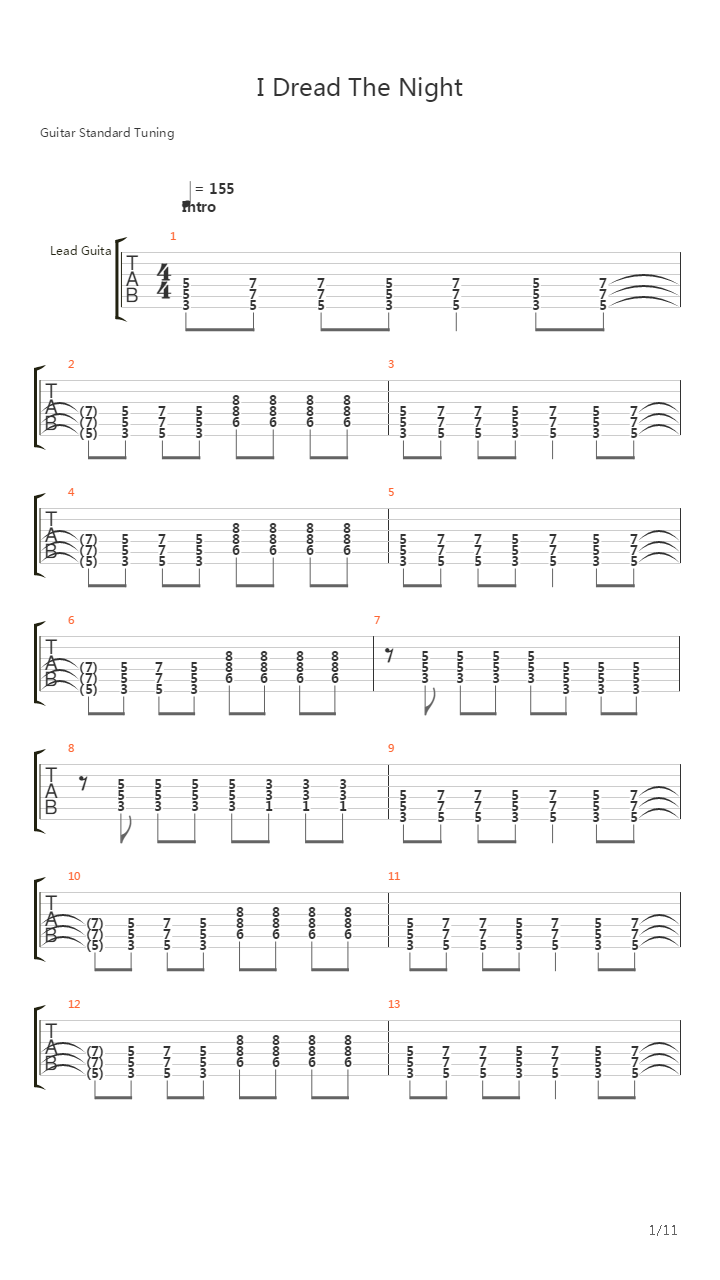 I Dread The Night吉他谱
