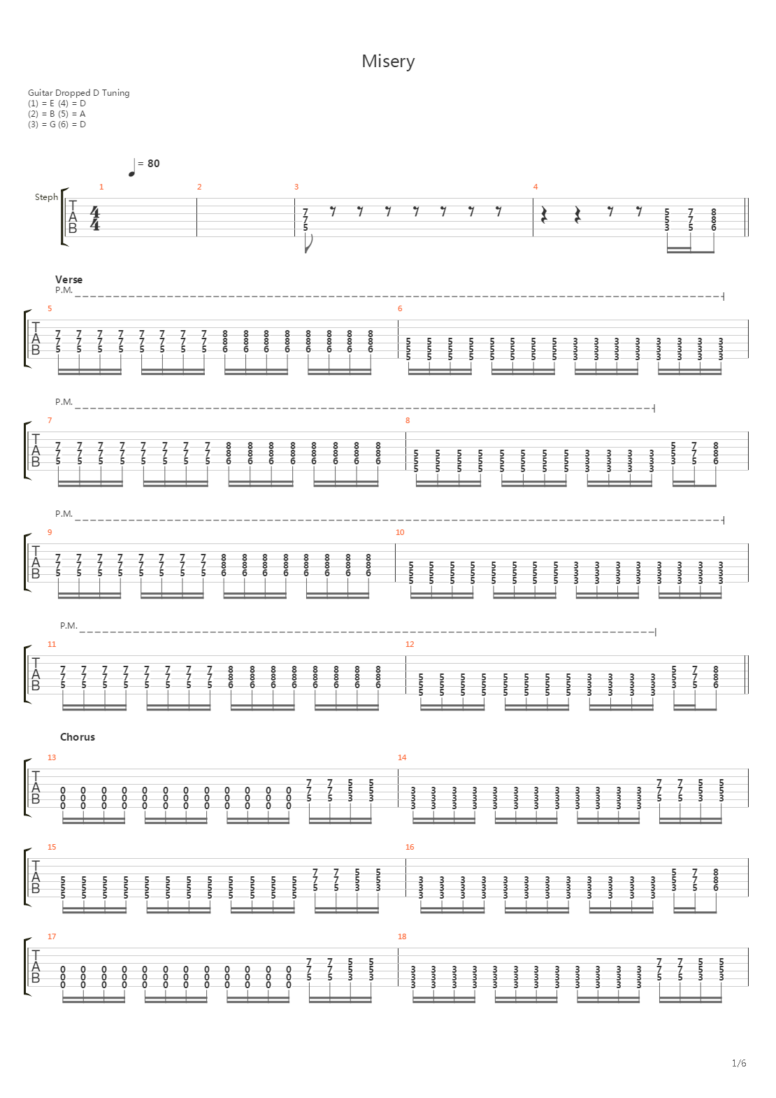 Misery吉他谱