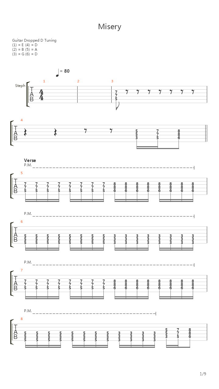 Misery吉他谱