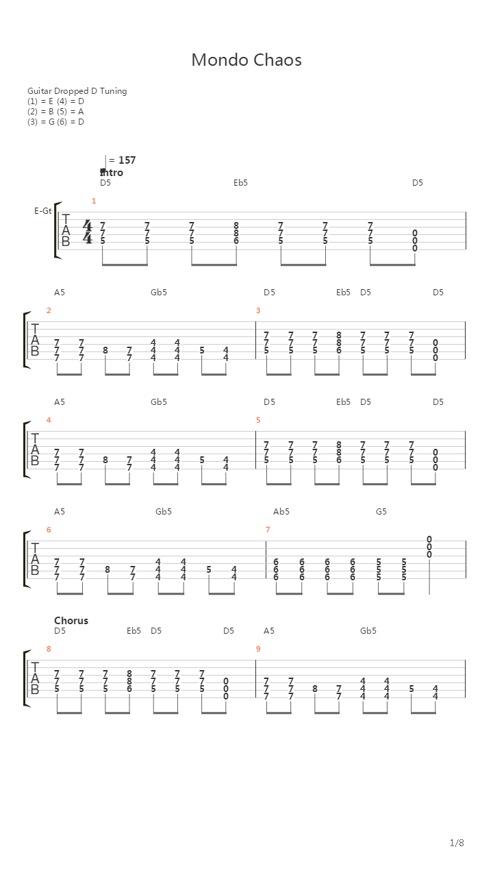 Mondo Chaos吉他谱