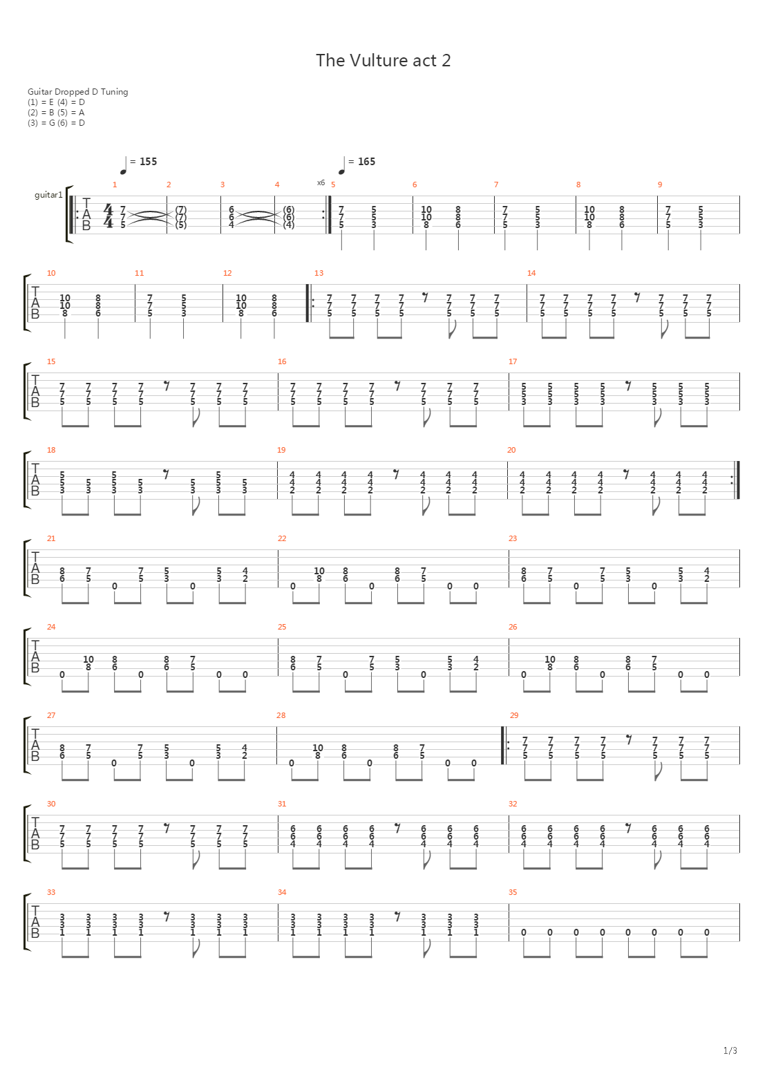 The Vulture Act 2吉他谱