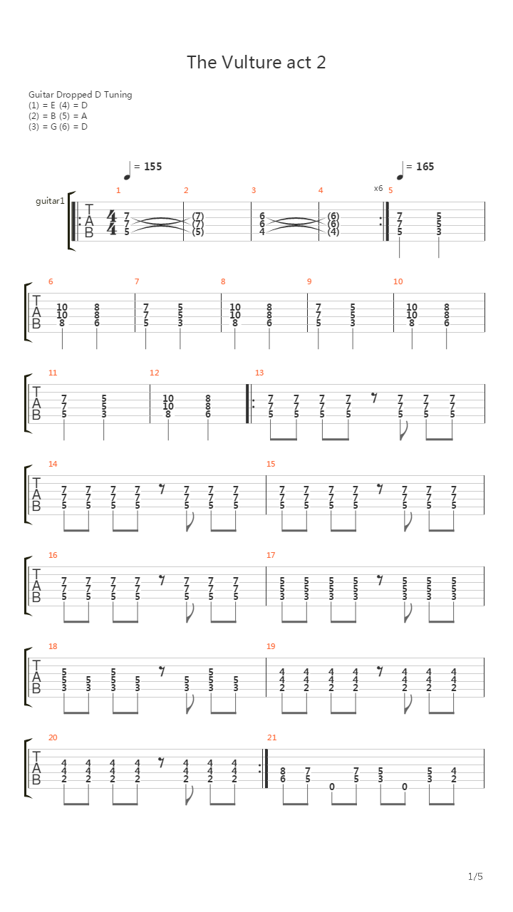 The Vulture Act 2吉他谱