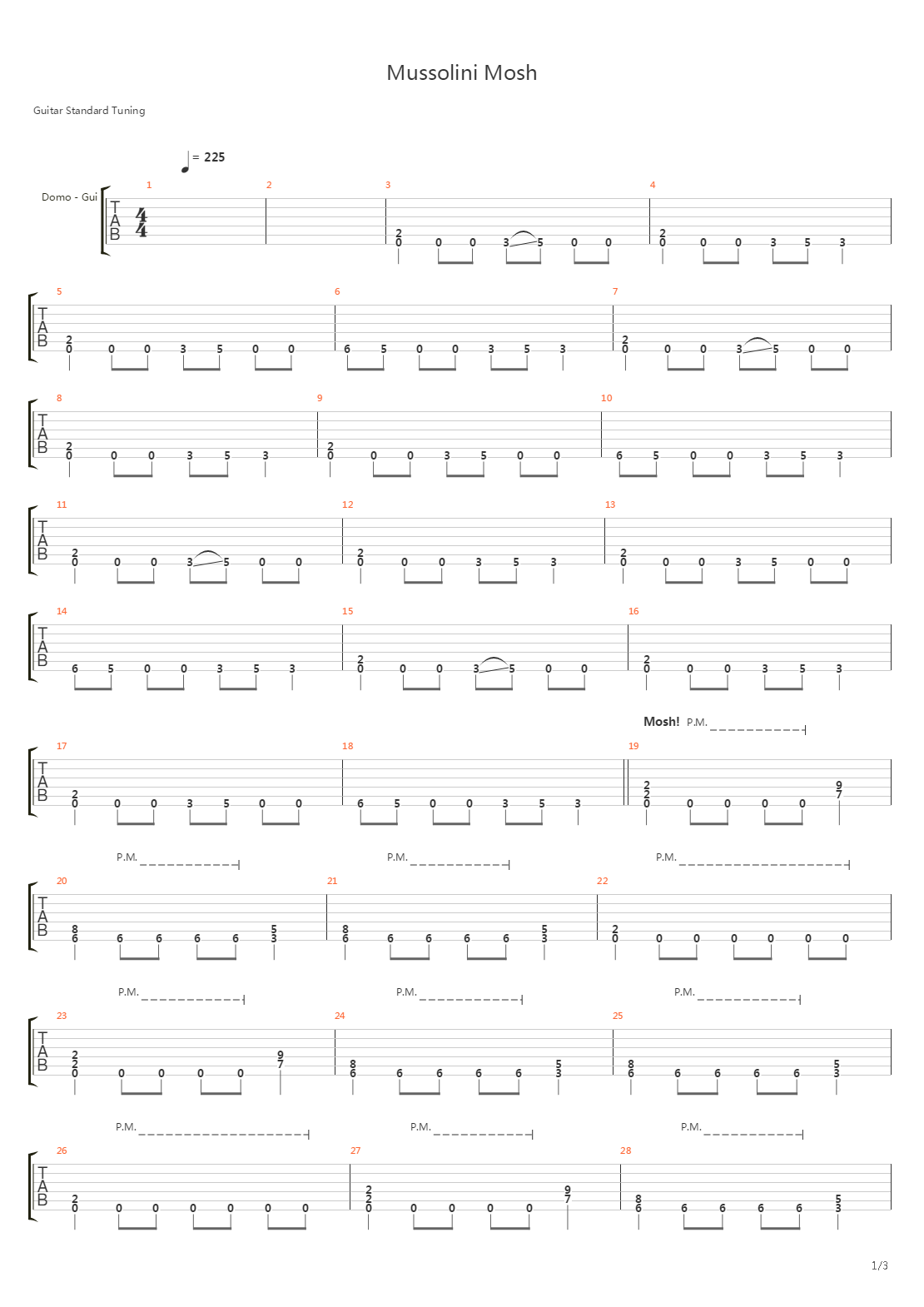 Mussolini Mosh吉他谱