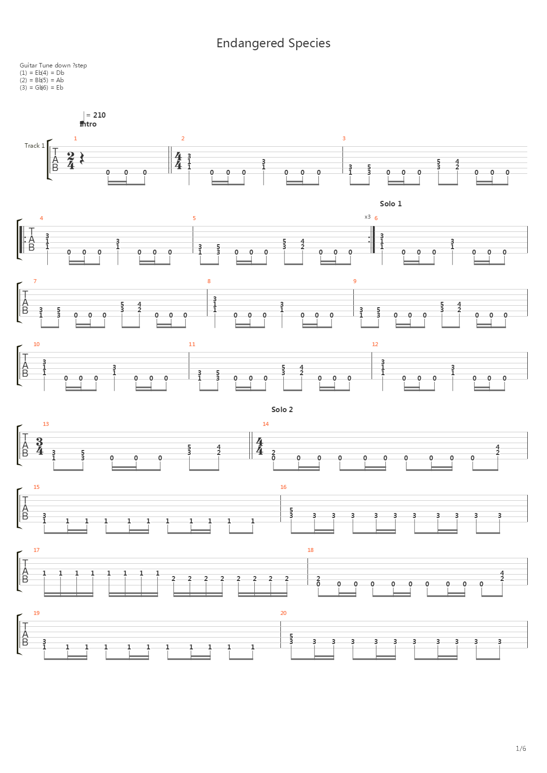 Endangered Species吉他谱