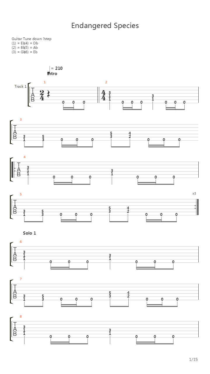 Endangered Species吉他谱