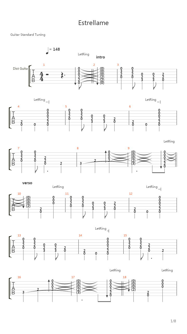 Estrellame吉他谱