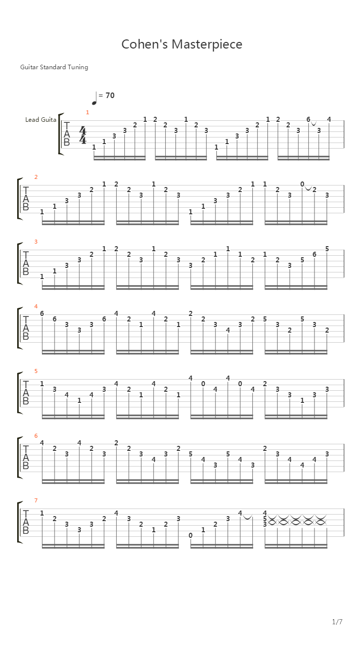 Cohens Masterpiece吉他谱