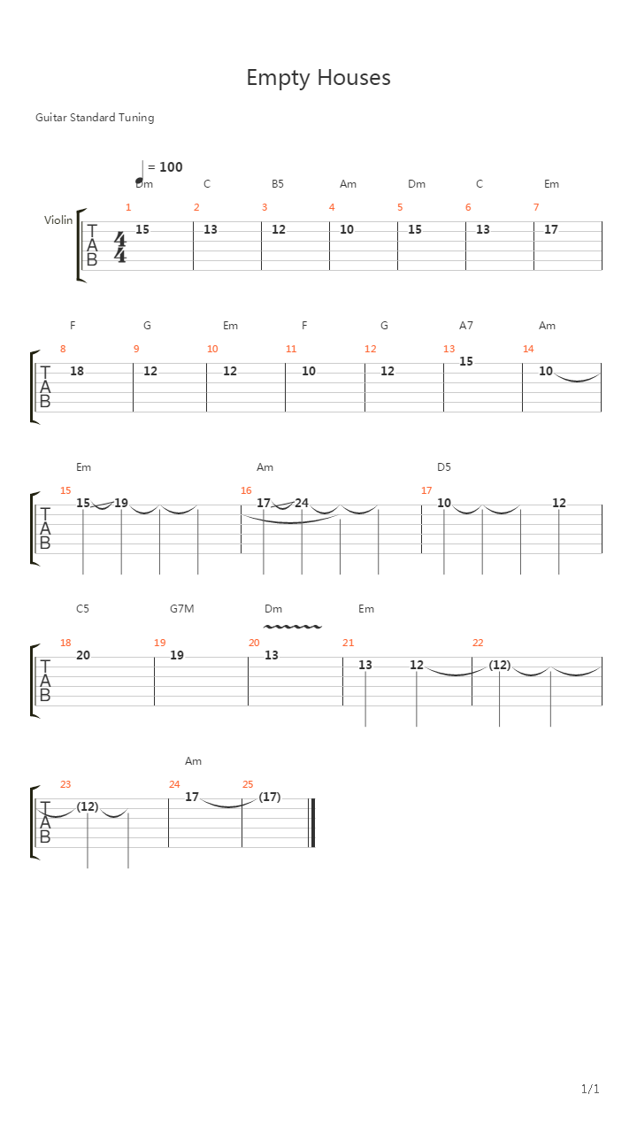 Empty Houses吉他谱