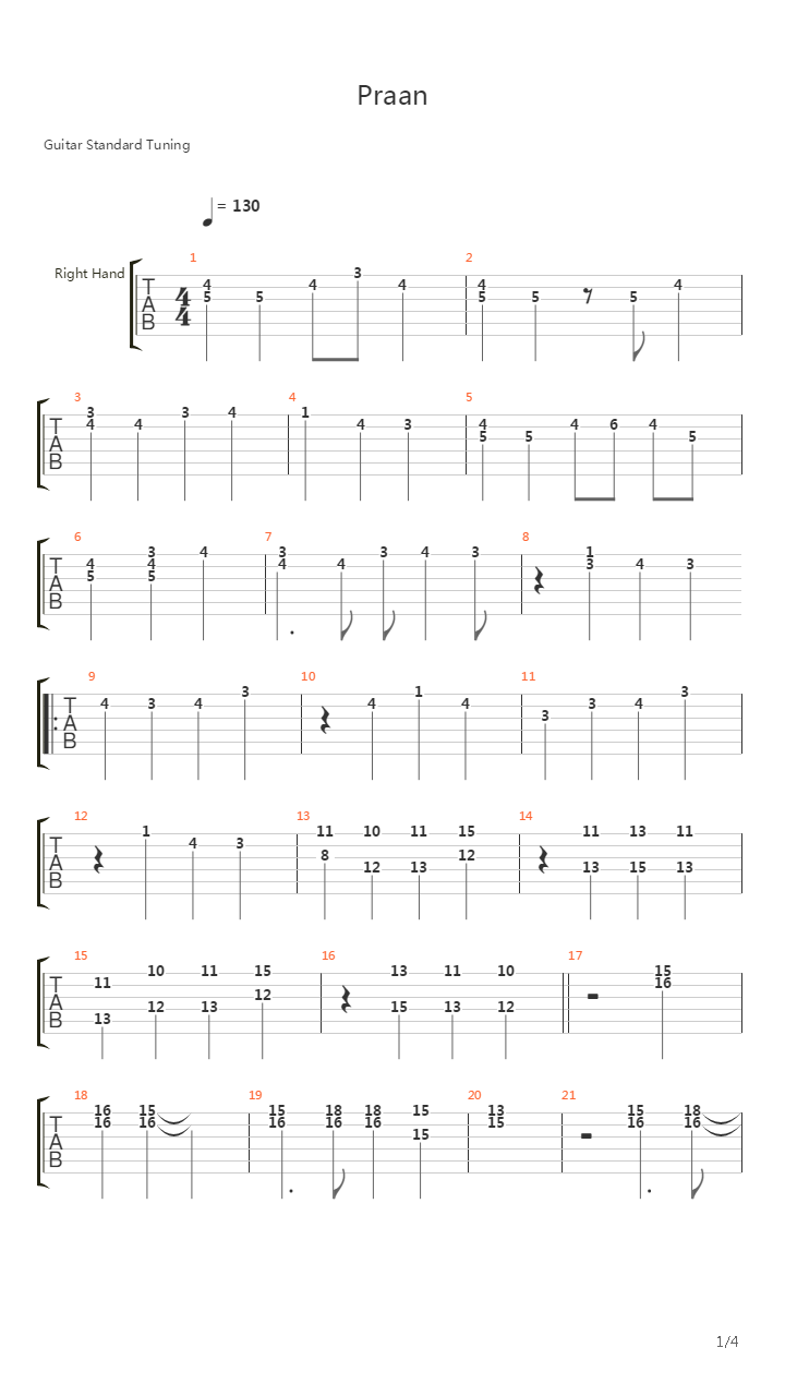 Praan吉他谱