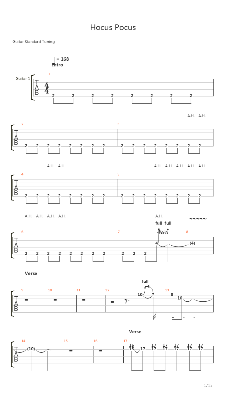 Hocus Pocus吉他谱
