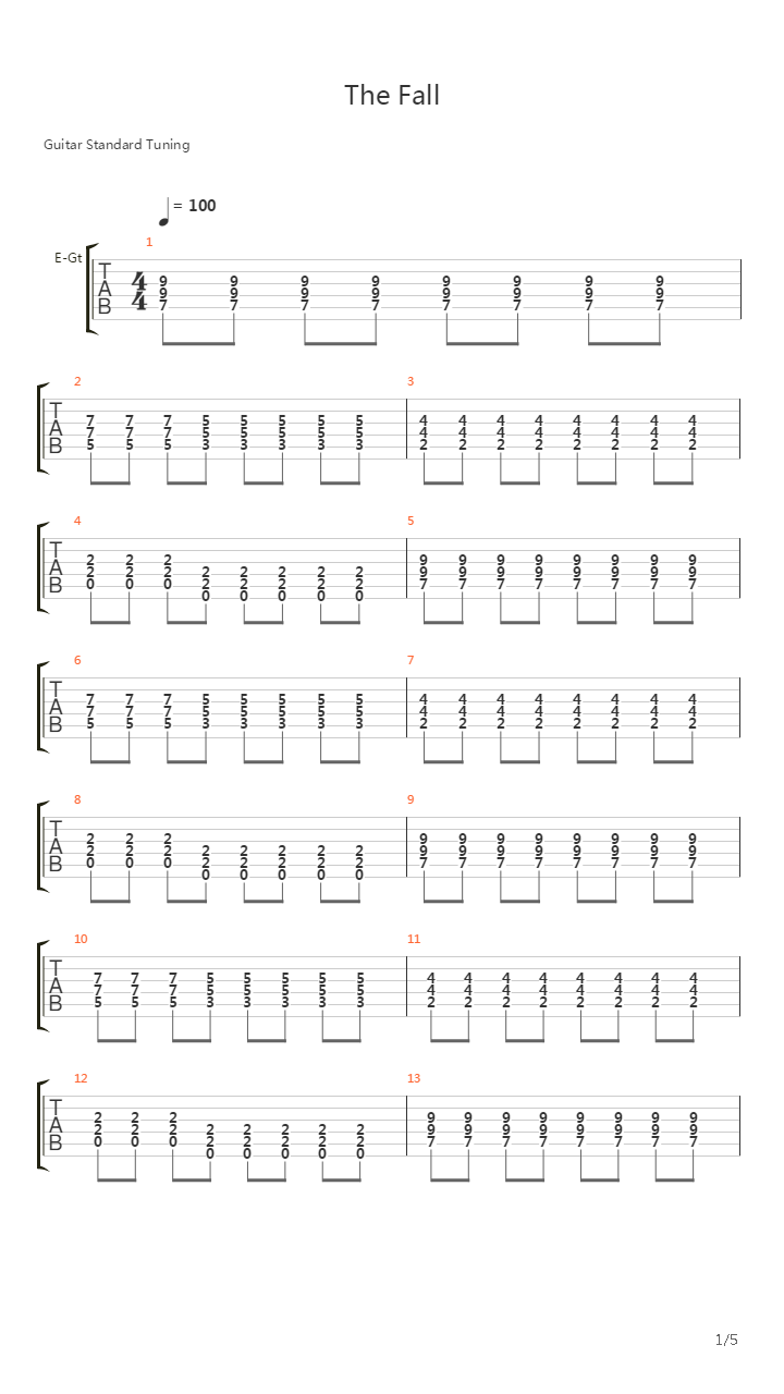 The Fall吉他谱