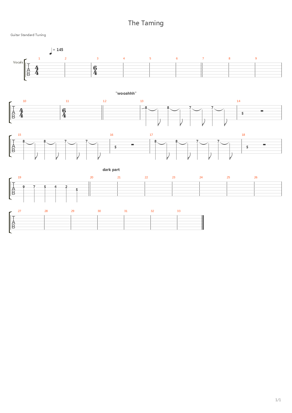 The Taming吉他谱