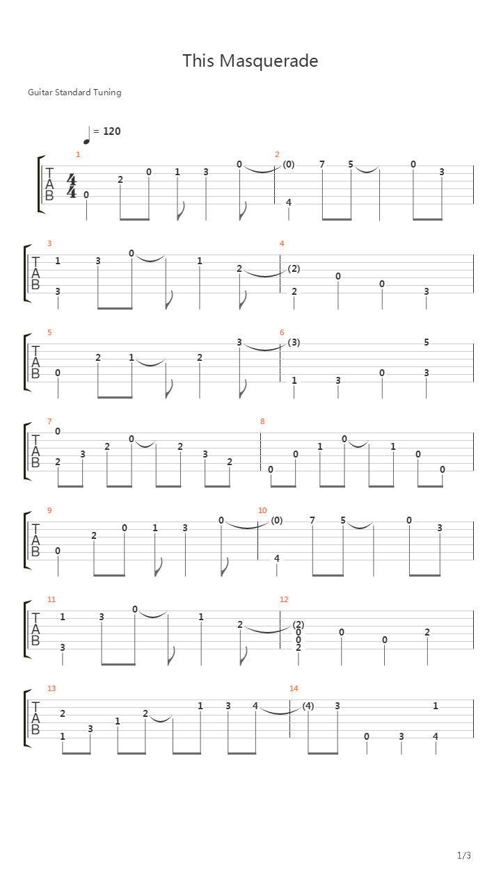 This Masquerade吉他谱