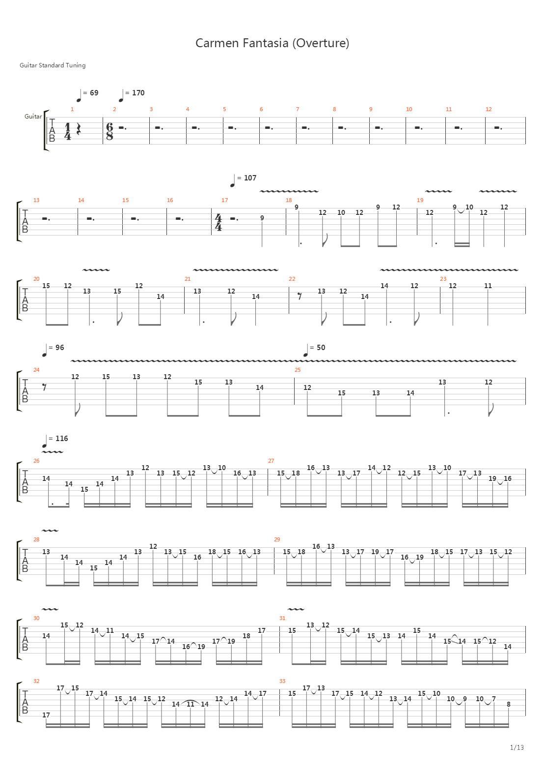 Carmen Fantasia Overture吉他谱