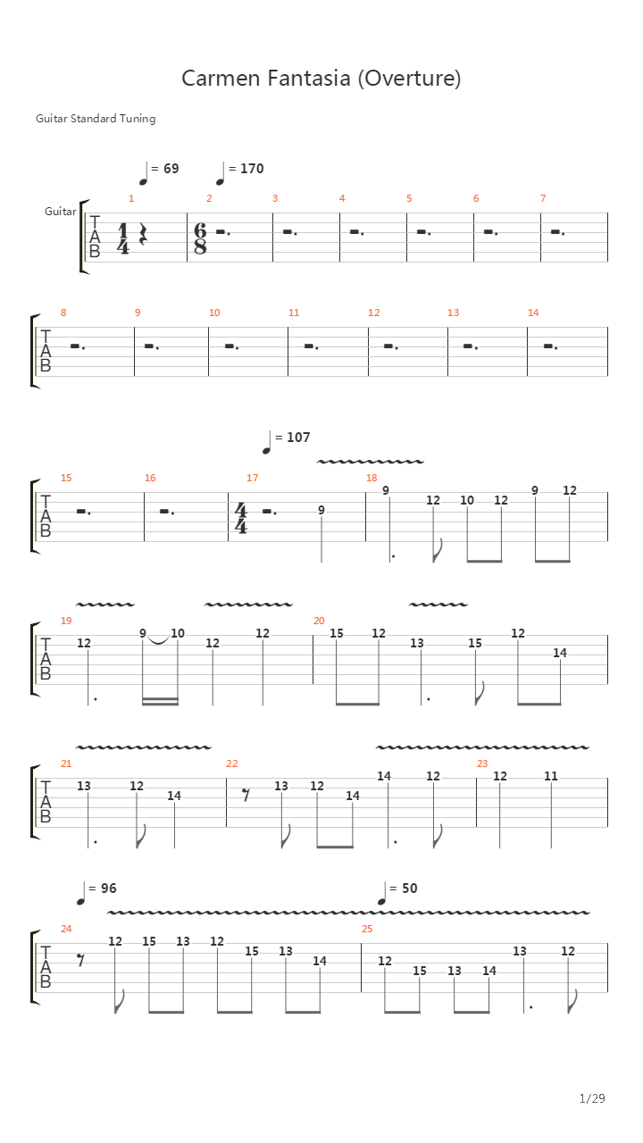 Carmen Fantasia Overture吉他谱