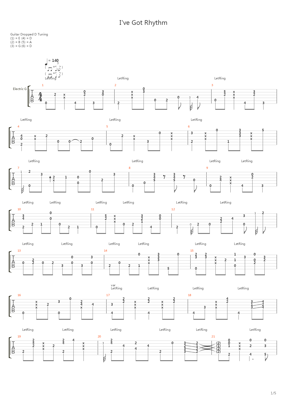I've Got Rhythm吉他谱