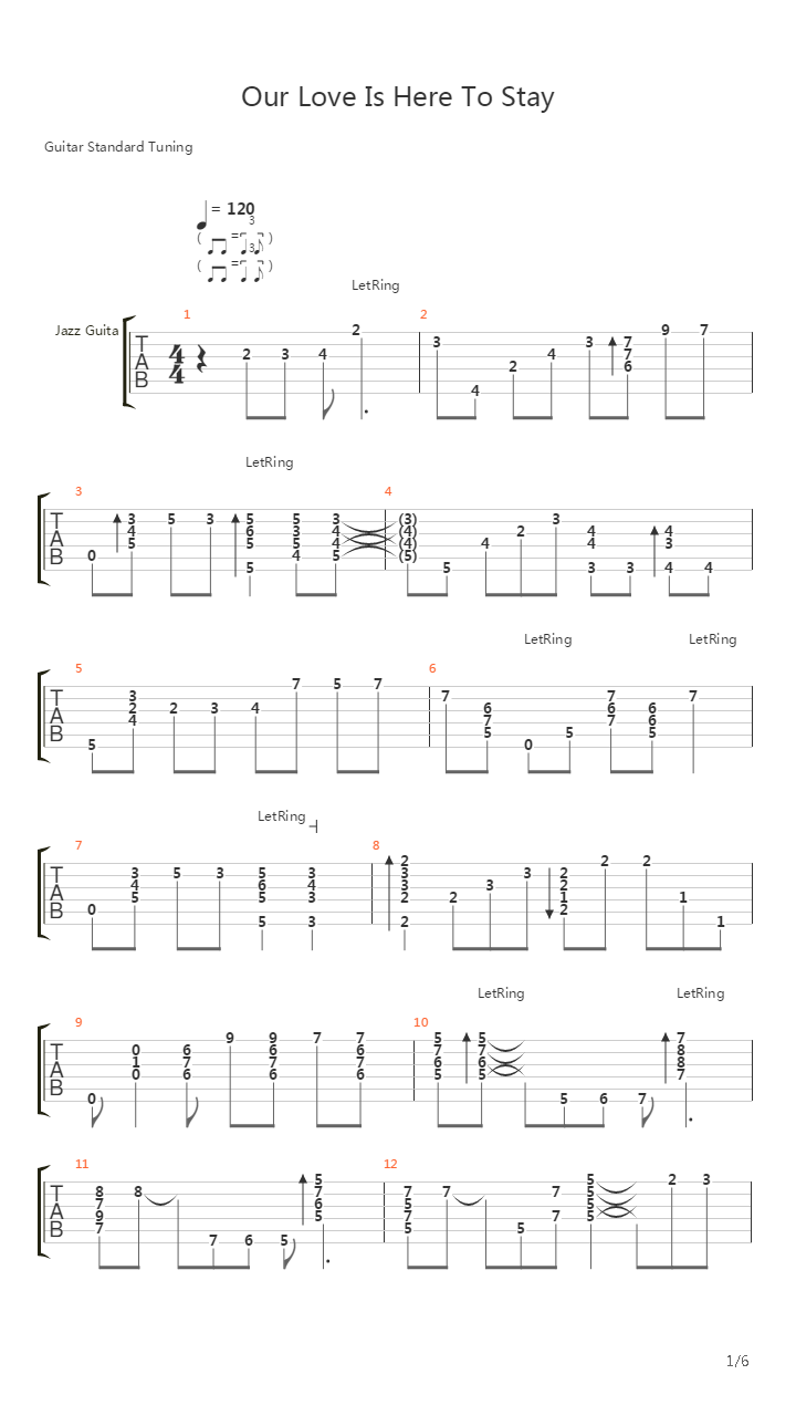 Our Love Is Here To Stay吉他谱