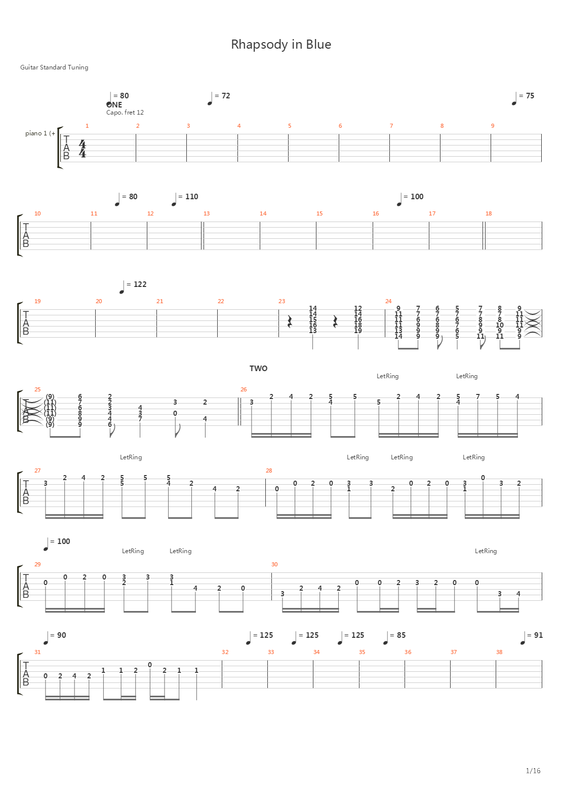Rhapsody In Blue吉他谱