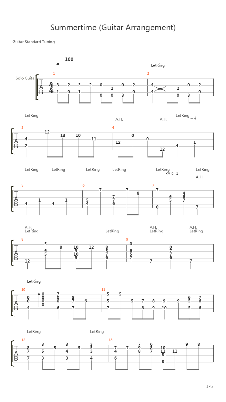 Summertime吉他谱