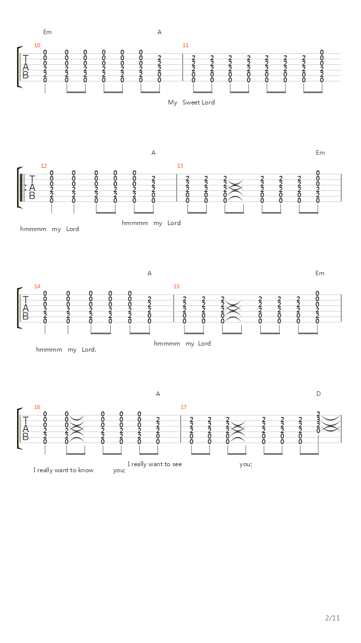 My Sweet Lord吉他谱