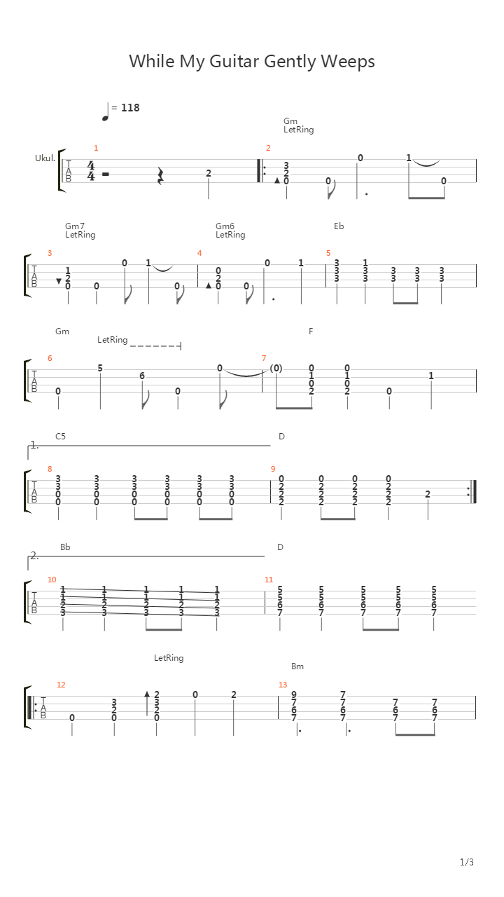 While My Guitar Gently Weeps吉他谱